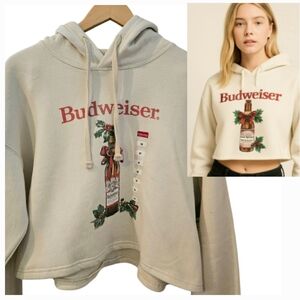 NEW! BUDWEISER Oversized Novelty Hooded Sweatshirt Medium.